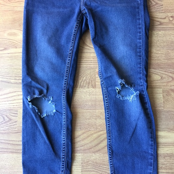 Free People Ripped Blue Skinny Jeans Size 27 - Picture 3 of 4